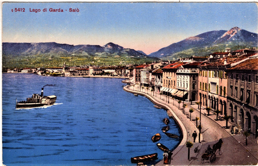 Cartolina antica Salò sul Garda panorama del lungolago