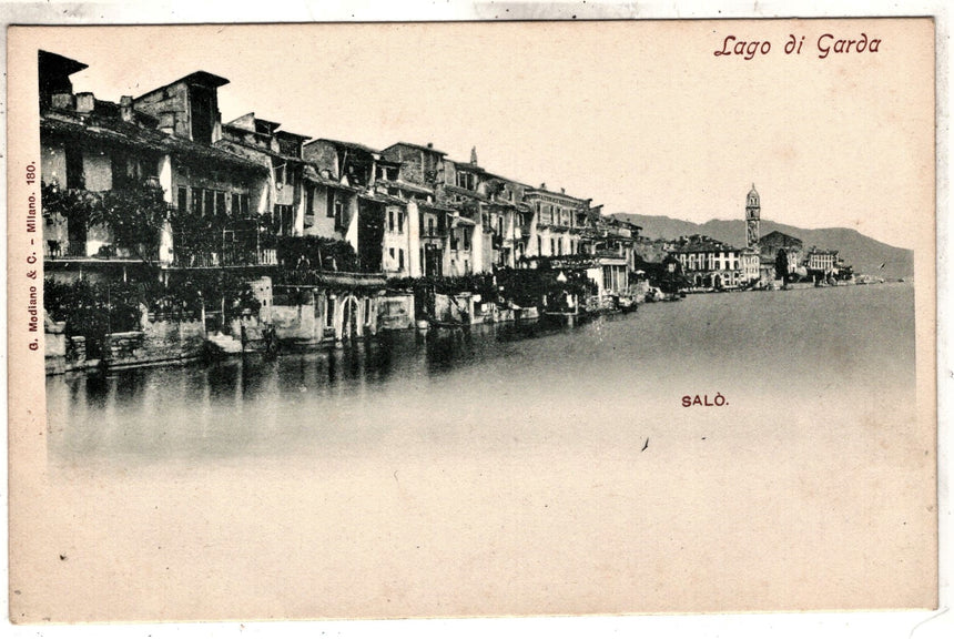 Cartolina antica Salò sul Garda panorama nel 1900