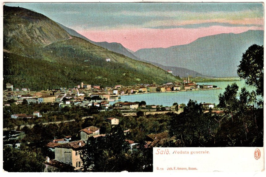 Cartolina antica Salò sul Garda panorama nel 1900