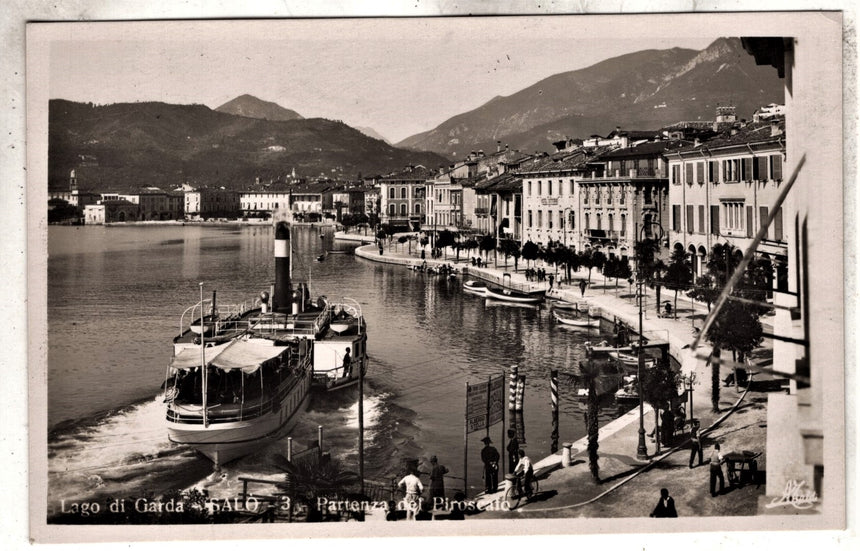 Cartolina antica Salò sul Garda partenza del piroscafo