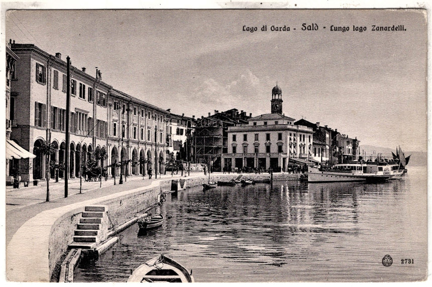 Cartolina antica Salò sul Garda parama del lungolago