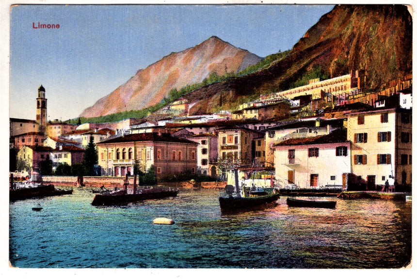 Cartolina antica Limone sul Garda panorama