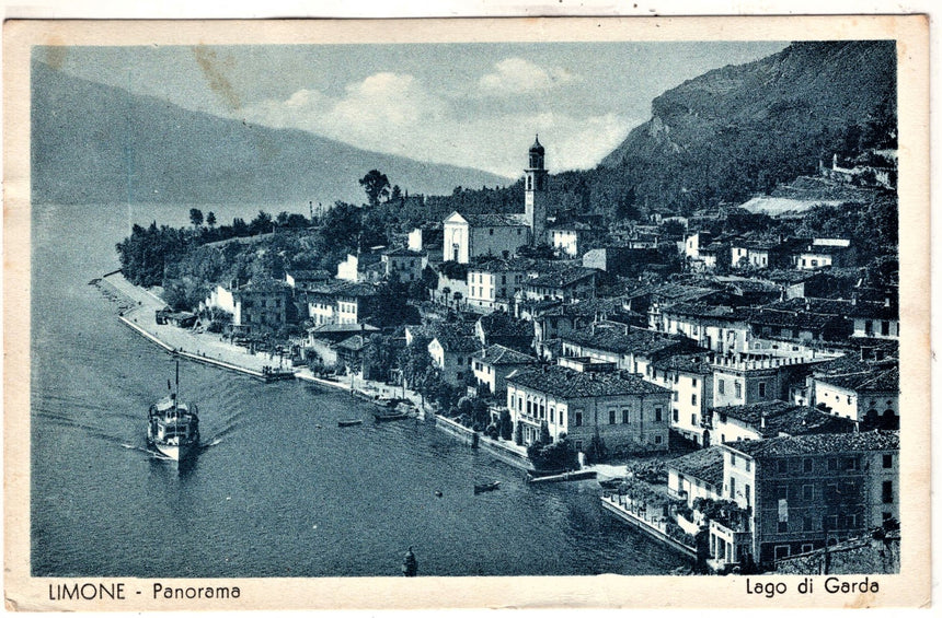 Cartolina antica Limone sul Garda panorama