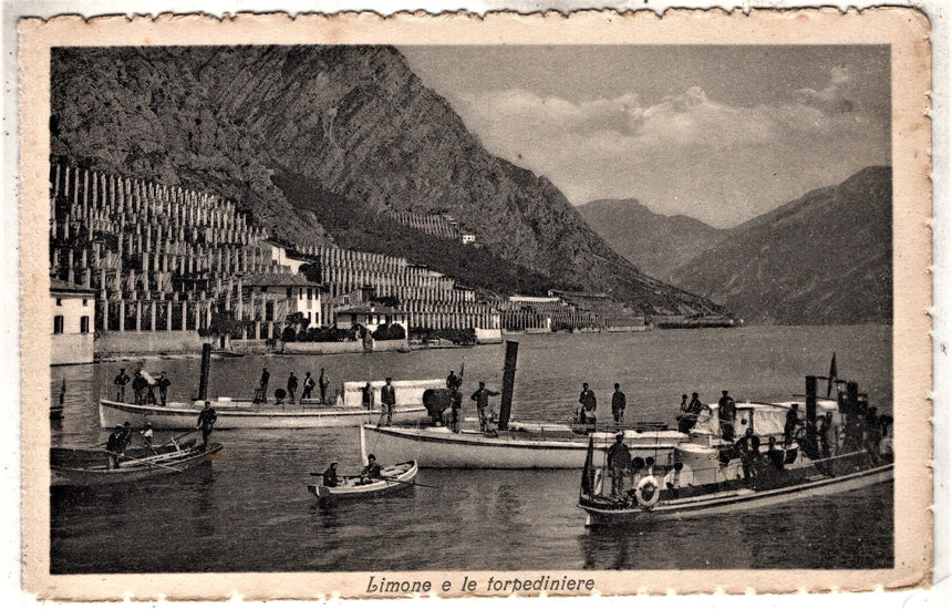 Cartolina antica Limone sul Garda panorama