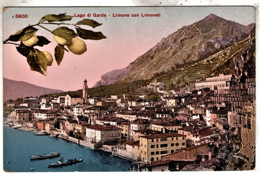 Cartolina antica Limone sul Garda panorama