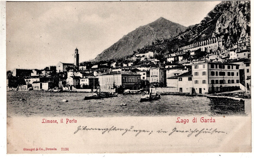 Cartolina antica Limone sul Garda il porto