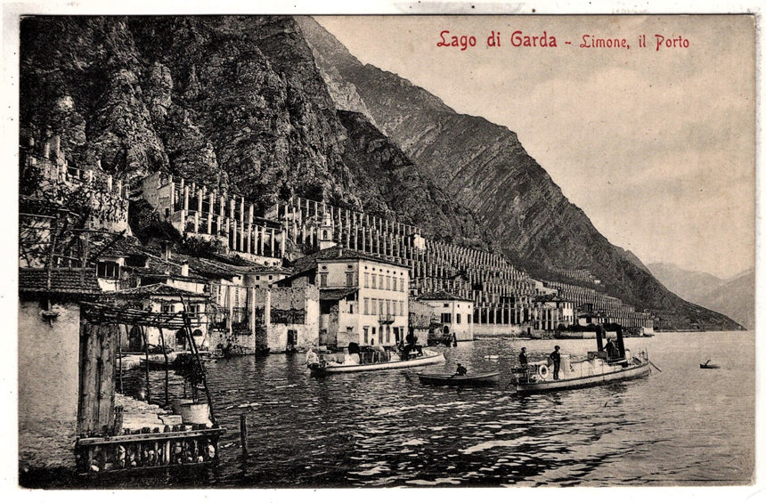 Cartolina antica Limone sul Garda panorama