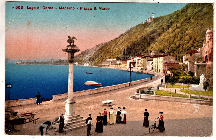 Cartolina antica Maderno sul Garda piazza San Marco