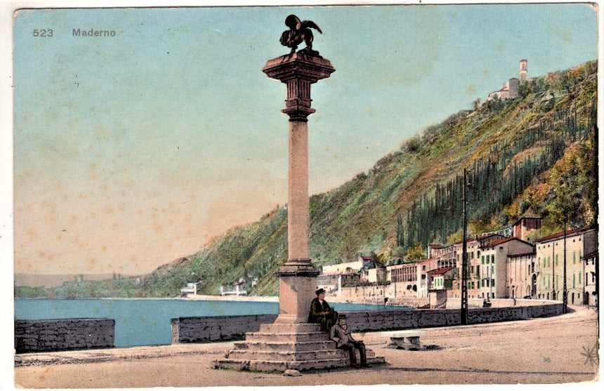 Cartolina antica Maderno sul Garda piazza San Marco