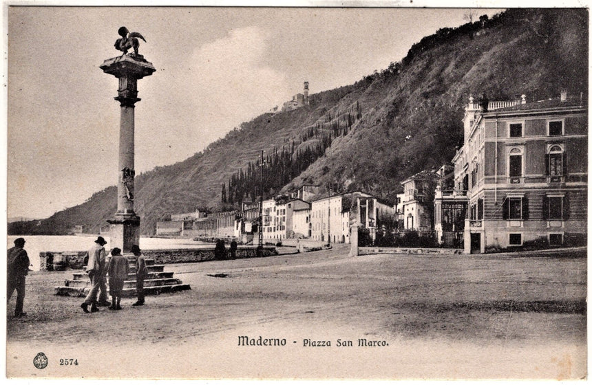 Cartolina antica Maderno sul Garda piazza San Marco