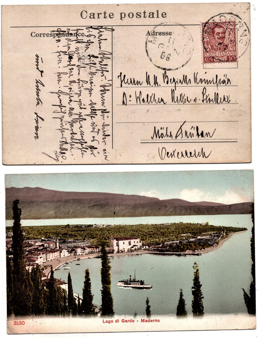 Cartolina antica Maderno sul Garda panorama