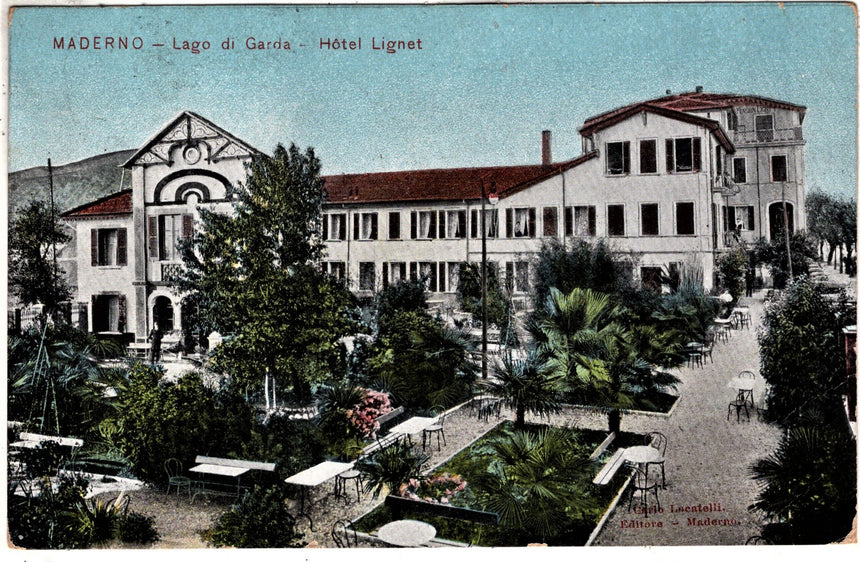 Cartolina antica Maderno sul Garda Hotel Lignet