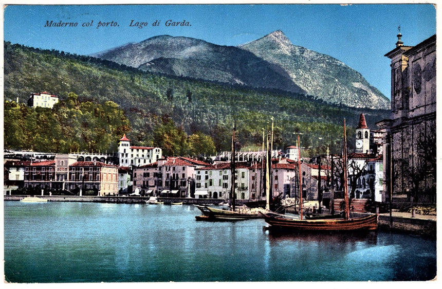 Cartolina antica Maderno sul Garda il porto