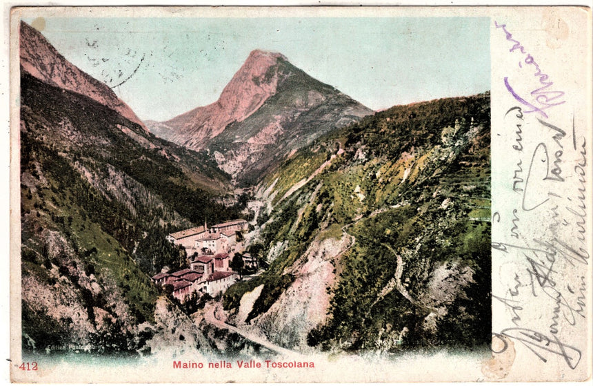 Cartolina antica Maino nella valle Toscolana