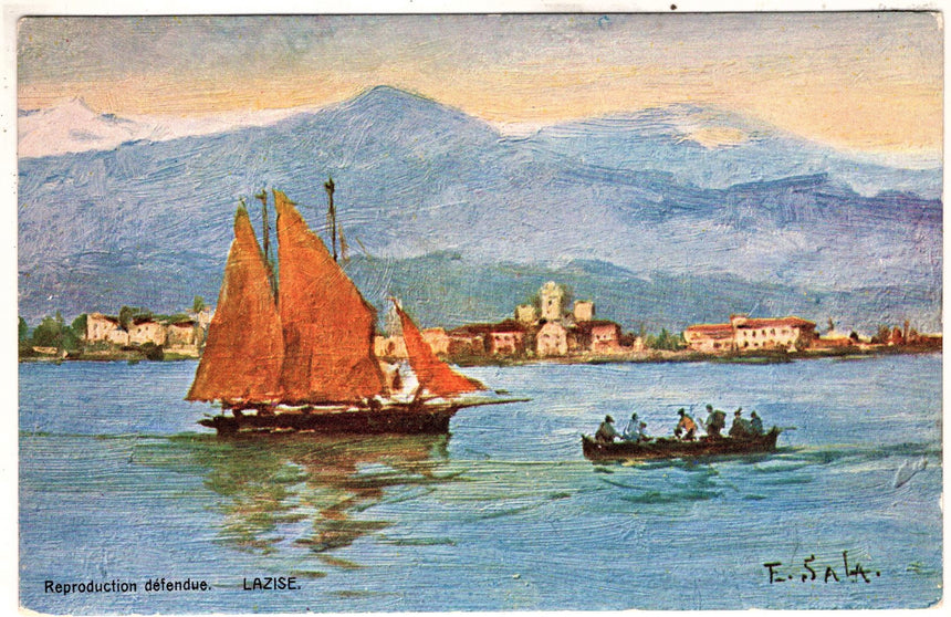 Cartolina antica Lazise del Garda cart. Uff. navigazione sul Garda