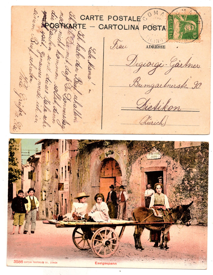 Cartolina antica Garda cart.del lago Garda gente davanti officina fabbro di P.Povoli