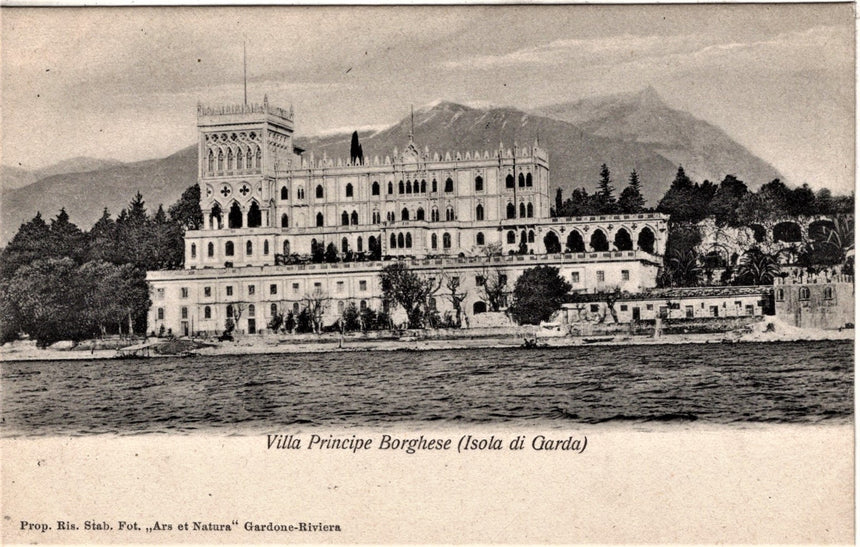 Cartolina antica Garda villa principe Borghese all isola del Garda