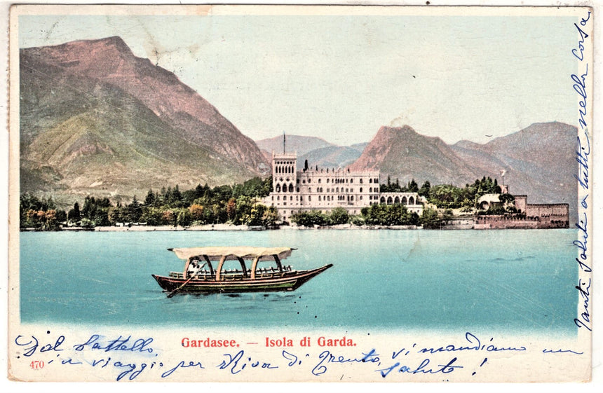 Cartolina antica Garda Gardasee isola del Garda