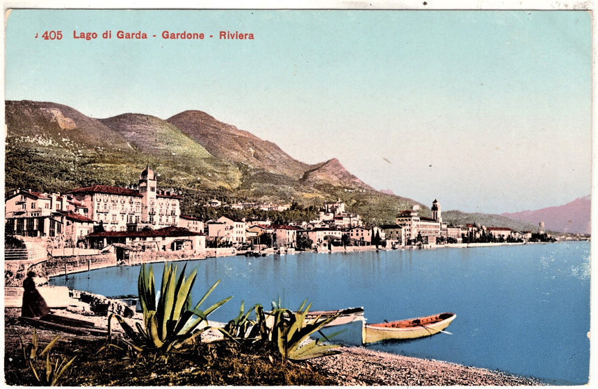 Cartolina antica Gardone del Garda panorama Brescia