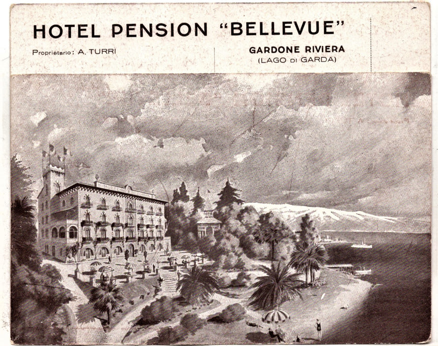 Cartolina antica Gardone del Garda hotel Bellevue