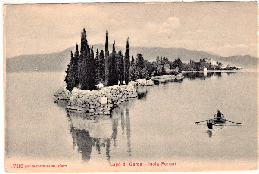 Cartolina antica Garda isola Ferrari