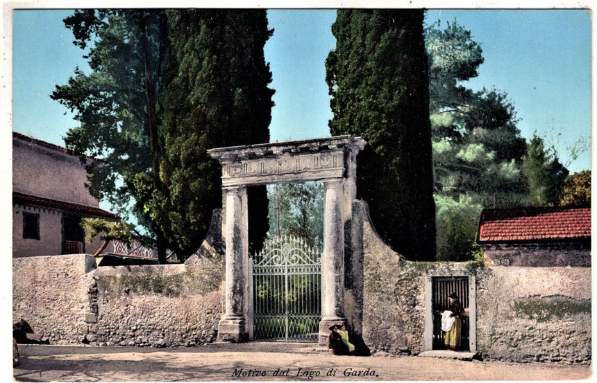 Cartolina antica Garda motivo particolare del lago di Garda
