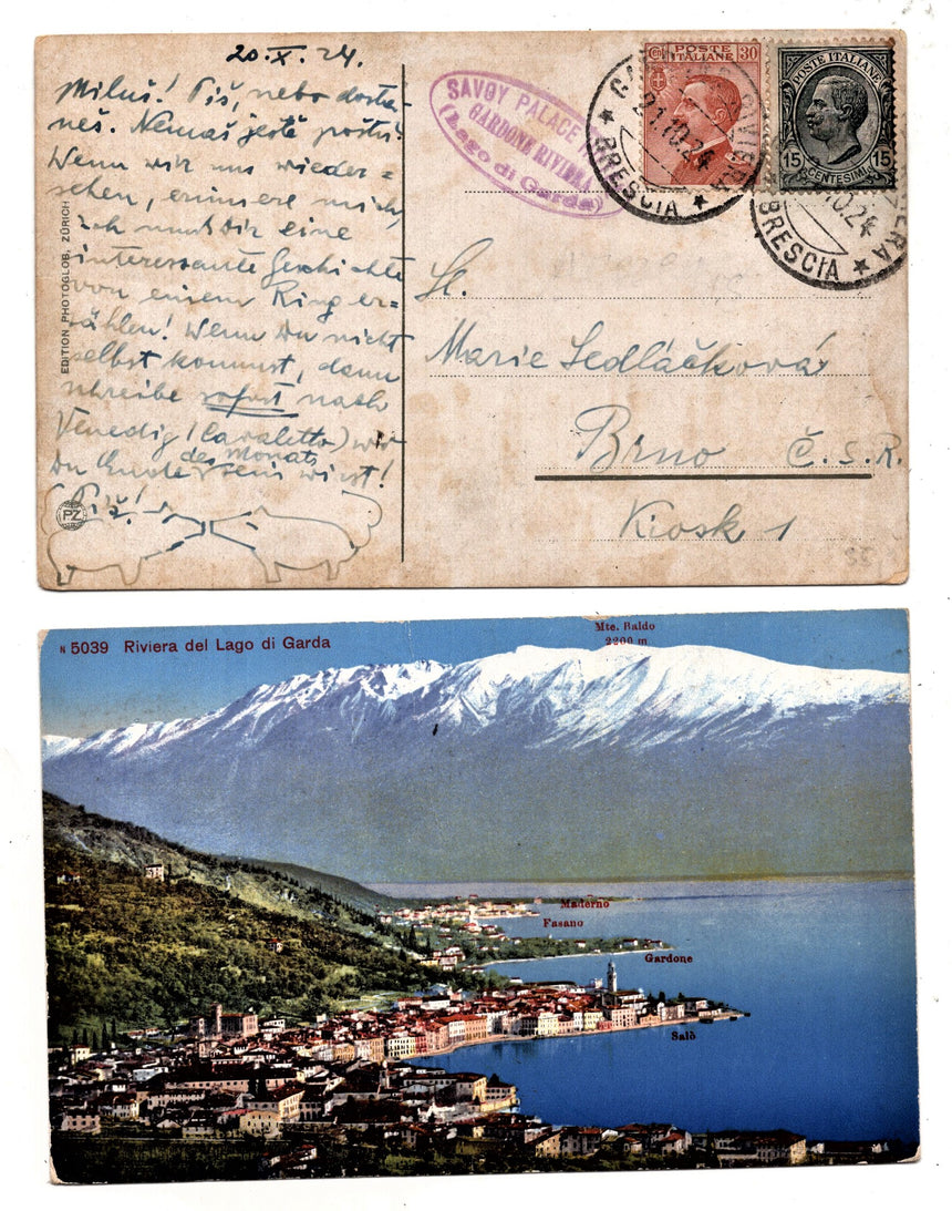 Cartolina antica Garda Riviera del lago di Garda