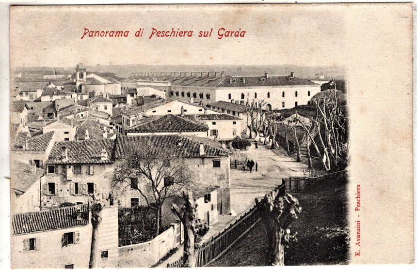 Cartolina antica Peschiera del Garda panorama nel 1900