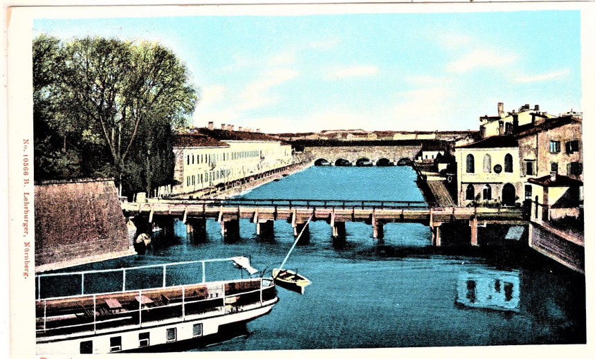 Cartolina antica Peschiera del Garda panorama nel 1900