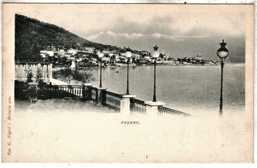 Cartolina antica Fasano Riviera lago Garda panorama nel 1900