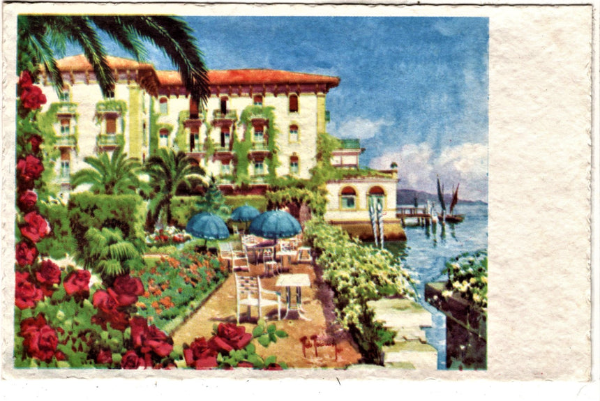 Cartolina antica Fasano Riviera lago Garda Hotel Bella Riva