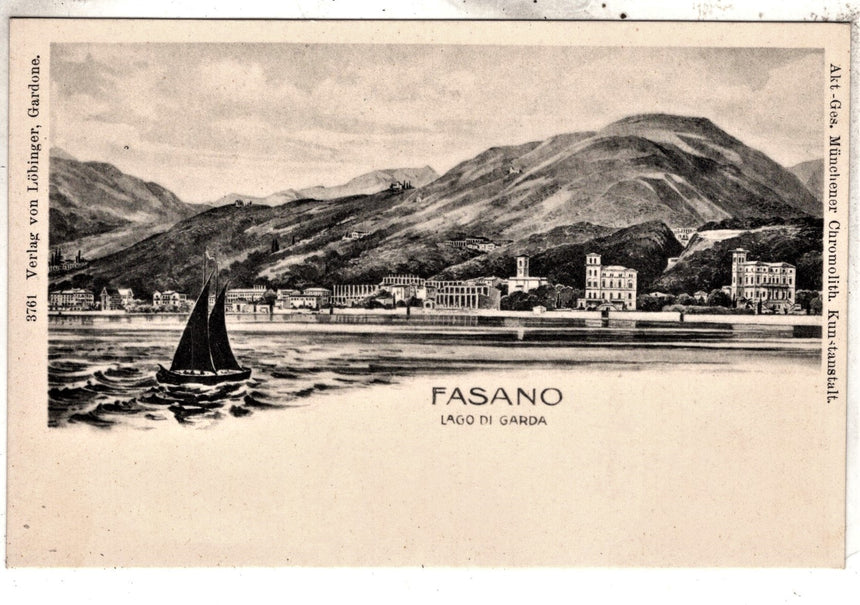 Cartolina antica Fasano Riviera lago di Garda particolare