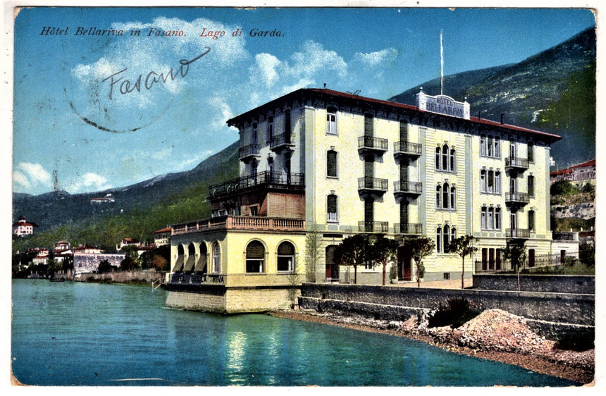 Cartolina antica Fasano del Garda hotel Ballariva Ser.postale sul lago