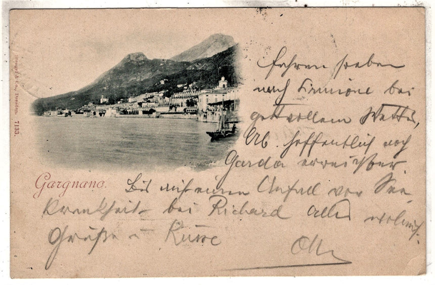 Cartolina antica Gargnano del Garda spedita per Meran
