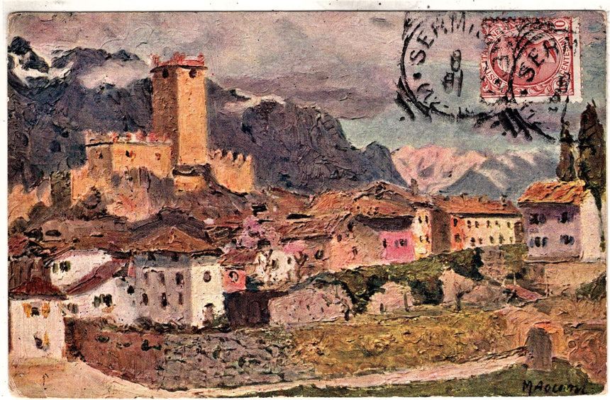 Cartolina antica Malcesine il castello lago del Garda