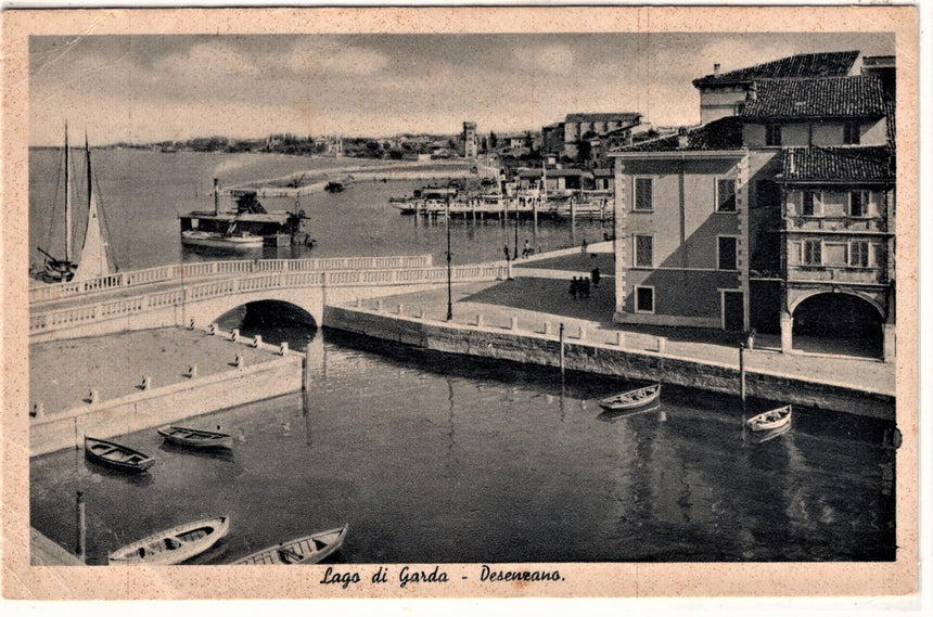 Cartolina antica Desenzano lago del Garda il porto