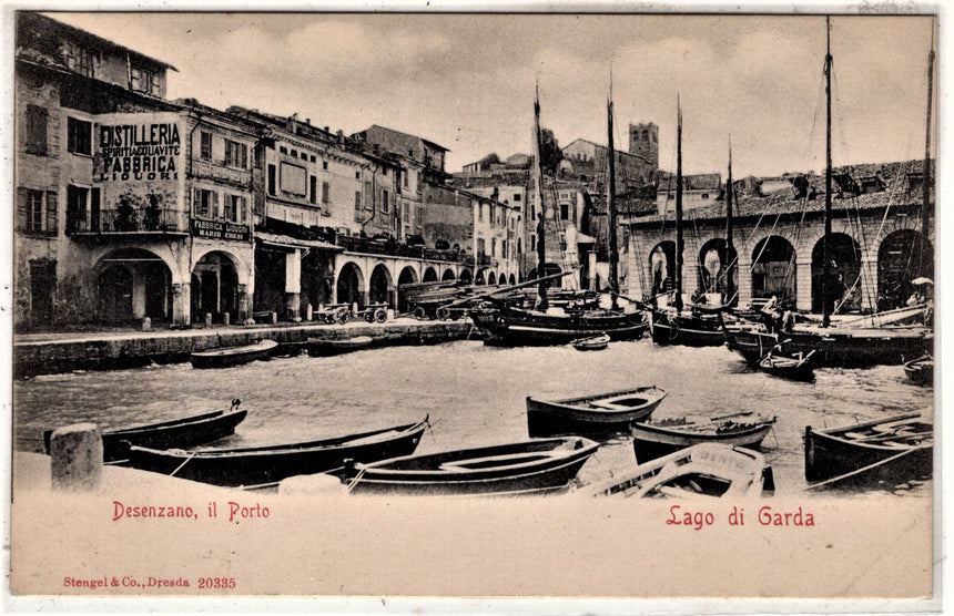 Cartolina antica Desenzano lago del Garda il porto