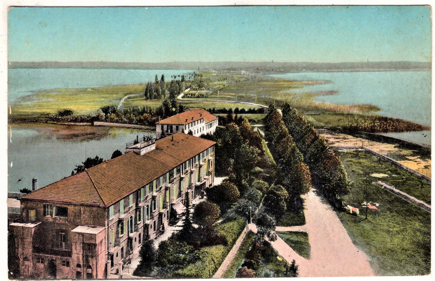 Cartolina antica Sirmione lago di Garda panorama