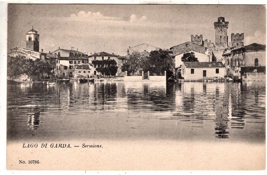 Cartolina antica Sirmione lago di Garda panorama