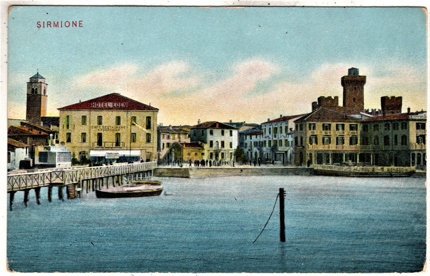 Cartolina antica Sirmione lago di Garda hotel Eden