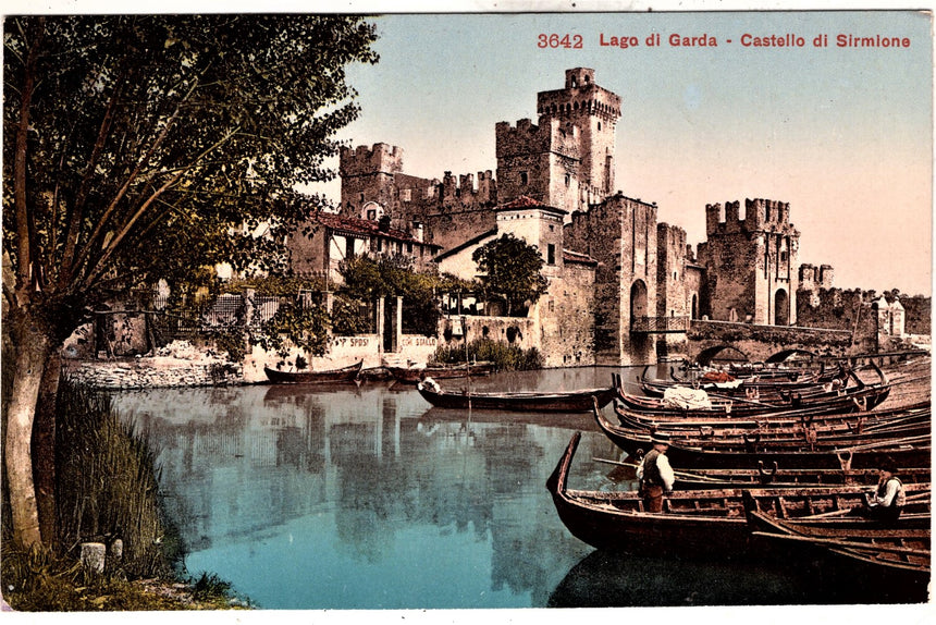 Cartolina antica Sirmione lago di Garda il castello Zeno Diemer