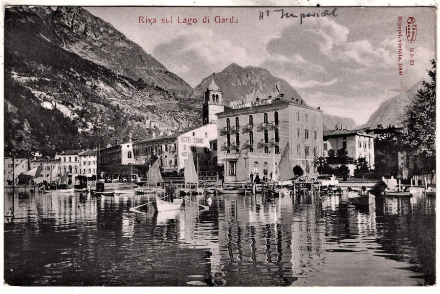 Cartolina antica Riva di Trento panorama