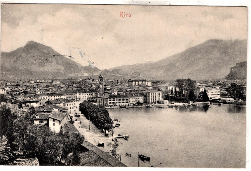 Cartolina antica Riva di Trento panorama