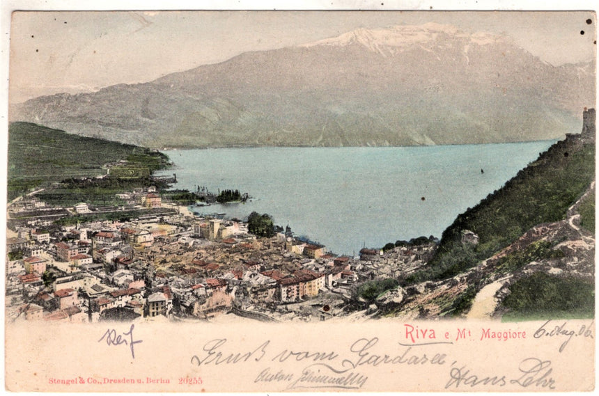 Cartolina antica Riva di Trento nel Garda panorama nel 1900