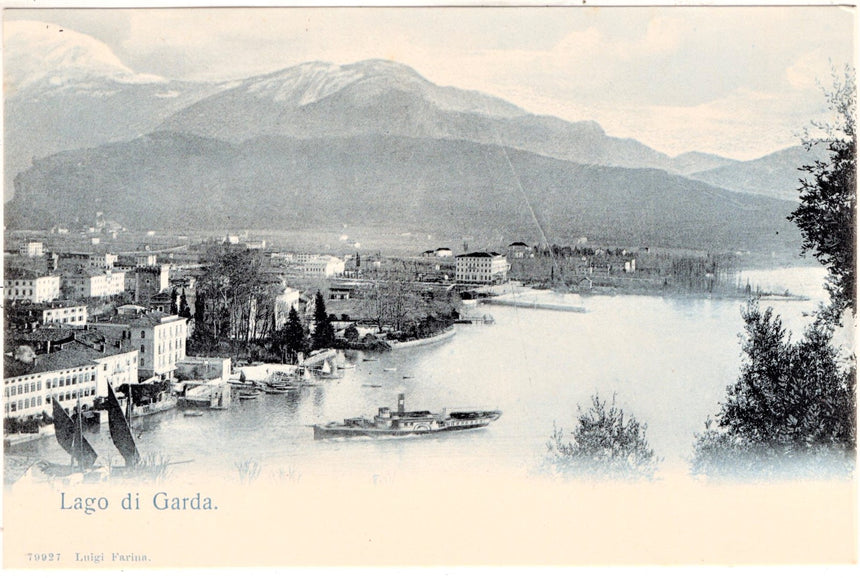 Cartolina antica Riva di Trento lago di Garda panorama