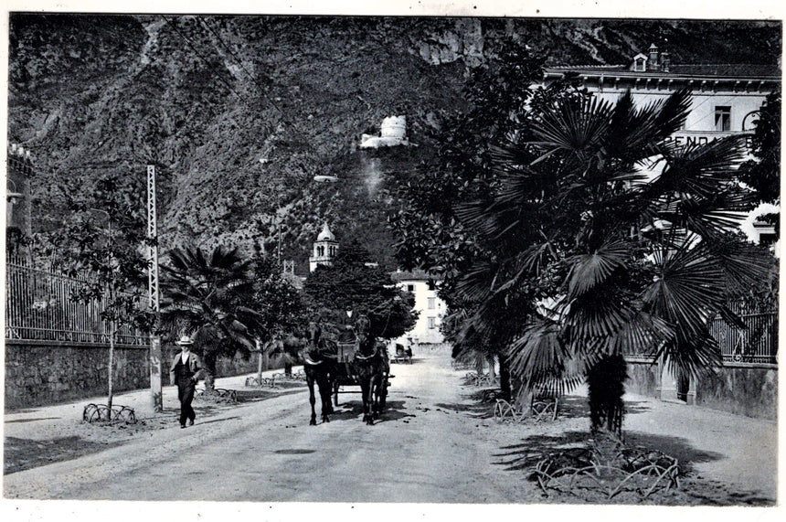 Cartolina antica Riva di Trento lago di Garda Bahnhofstrasse