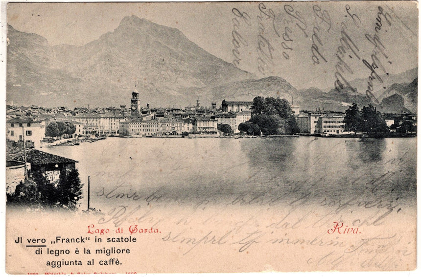 Cartolina antica Riva di Trento lago di Garda spedita da Merano x Parcines