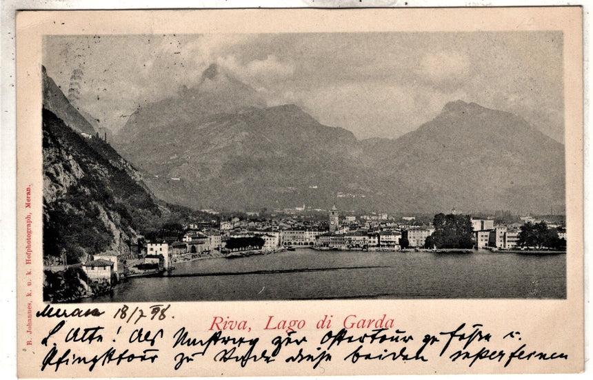 Cartolina antica Riva di Trento lago di Garda panorama