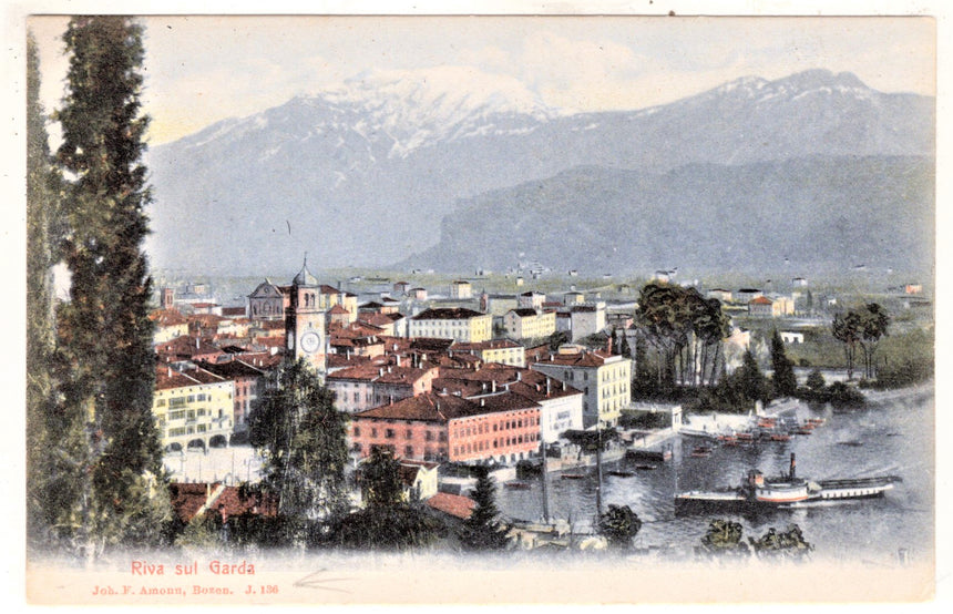 Cartolina antica Riva di Trento lago di Garda panorama