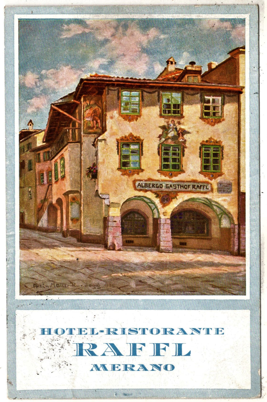 Cartolina antica Merano Hotel Raffl Sudtirol